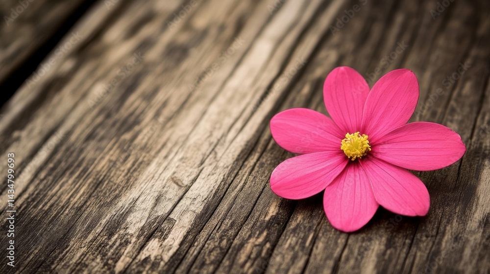 Pink Flower on Rustic Wooden Background on wooden background Pink Flower on Rustic Wooden Background on wooden background