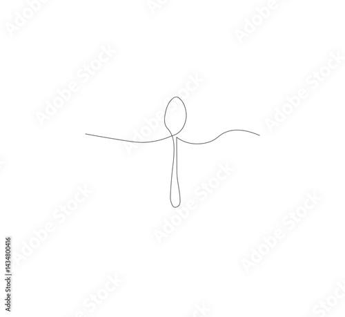 continuous line drawing of spoon isolated on white background. Vector illustration of cooking, kitchen and table manners concept.