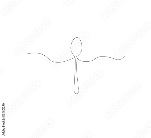 continuous line drawing of spoon isolated on white background. Vector illustration of cooking, kitchen and table manners concept.