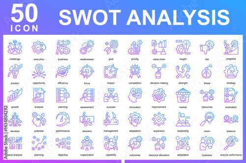  SWOT Analysis Icon Collection and Symple Concept Outline Gradient