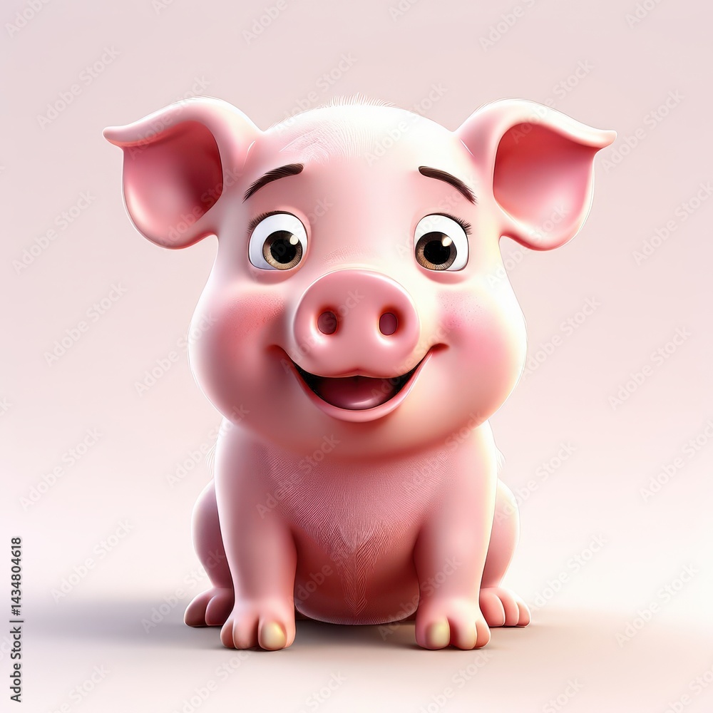 an AI Image Generator, Cute Animated Pig Character Smiling an AI Image Generator, Cute Animated Pig Character Smiling