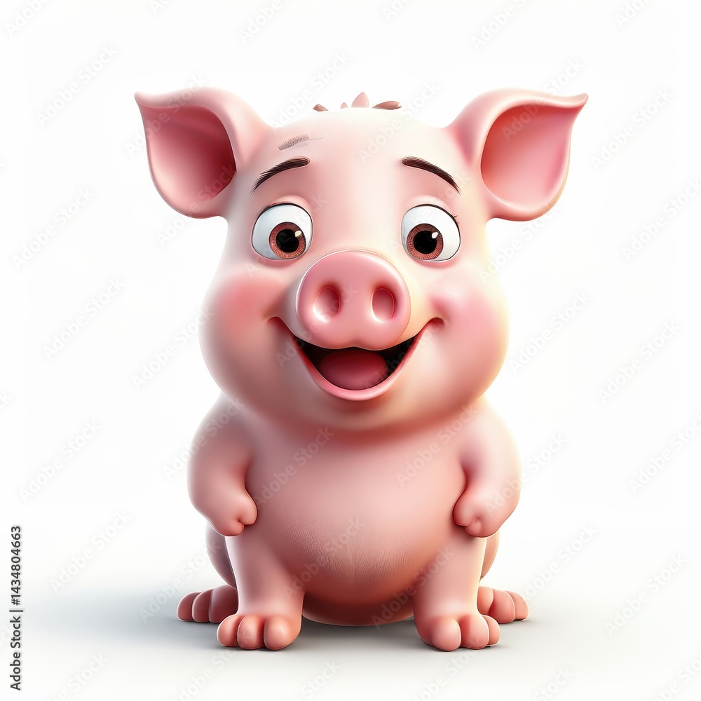 an AI Image Generator, Cute Animated Pig Character Smiling an AI Image Generator, Cute Animated Pig Character Smiling