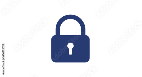 Dark blue padlock icon on white background symbolizing security and protection for website access control and data privacy