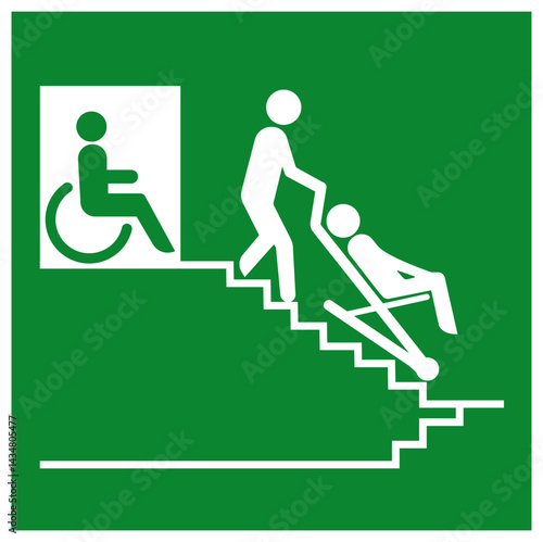 Emergency Evacuation Chairs Symbol Sign, Vector Illustration, Isolate On White Background Label.EPS10
