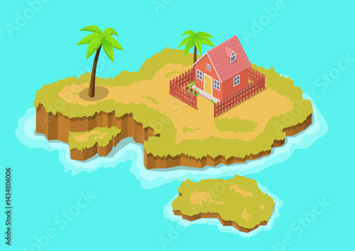 Isometric beautiful natural island