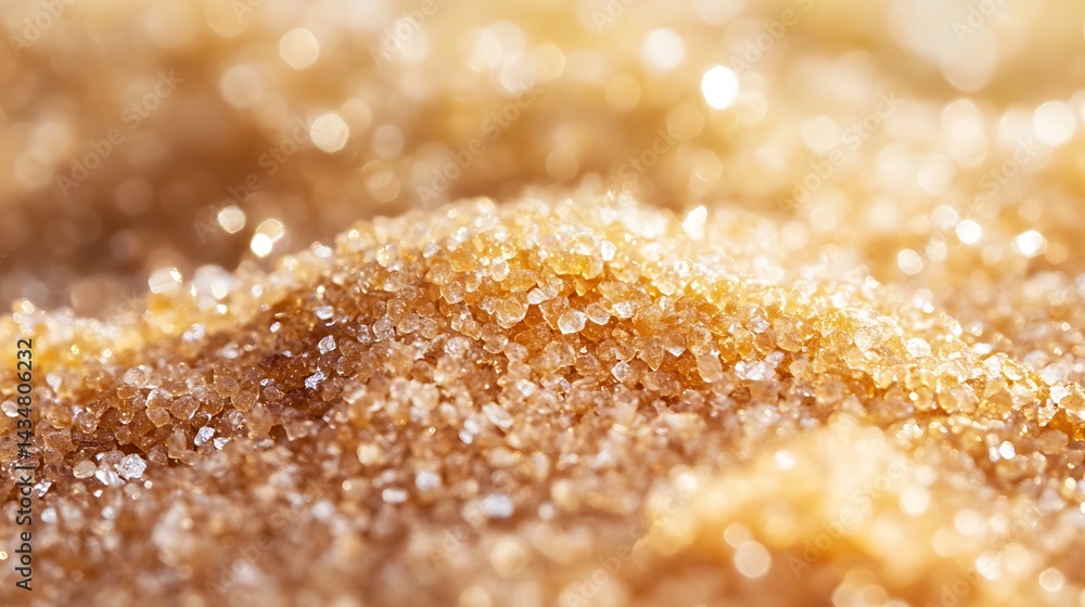 Close-up of Sparkling Brown Sugar Crystals Texture Close-up of Sparkling Brown Sugar Crystals Texture