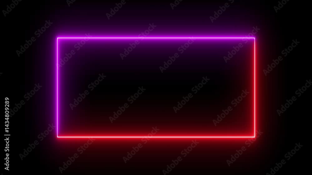 Neon Rectangle Frame Animation. Glowing Neon Rectangle Background. Neon Rectangle Frame Animation. Glowing Neon Rectangle Background.