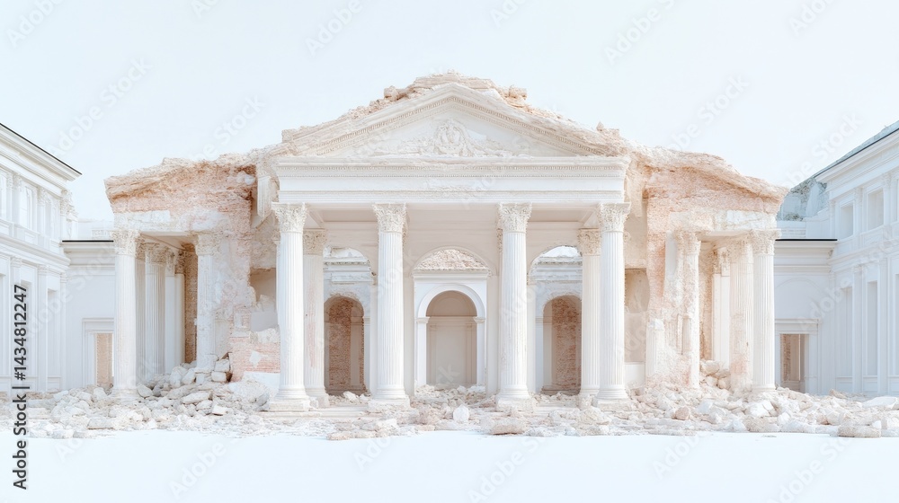 Obraz premium Ruined classical edifice, pale facade