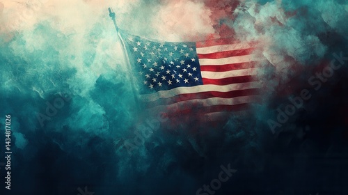 American Flag Watercolor  Patriotism  Independence Day