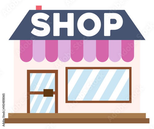 Shop front view cartoon hand drawn flat illustration store retail concept