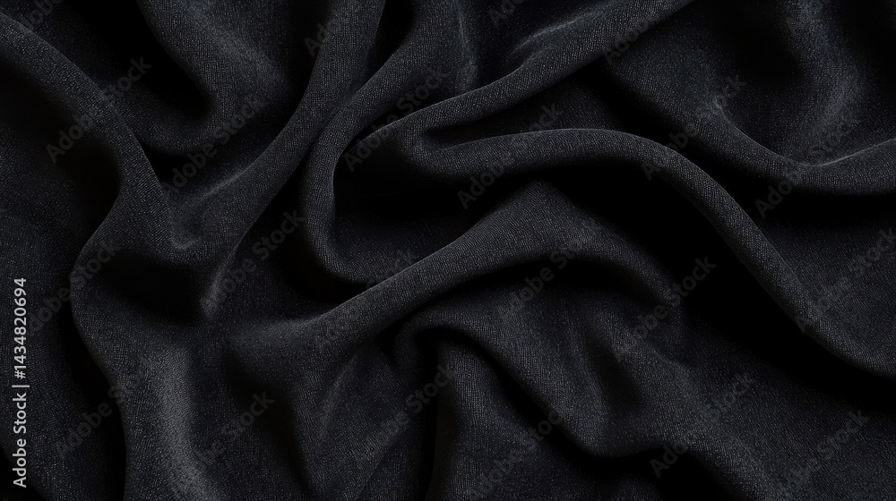 Fototapeta premium Draped Black Fabric Texture Elegant Dark Textile Background