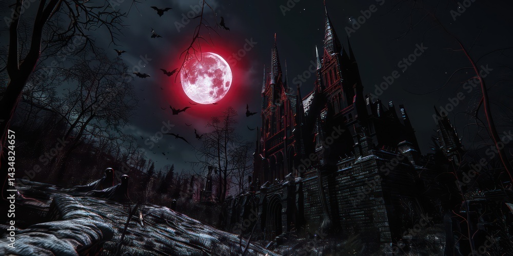 Obraz premium Blood moon dark night landscape