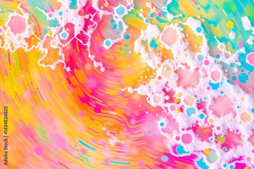 Fototapeta premium abstract swirling artwork with multicolored bubbles and frothy texture