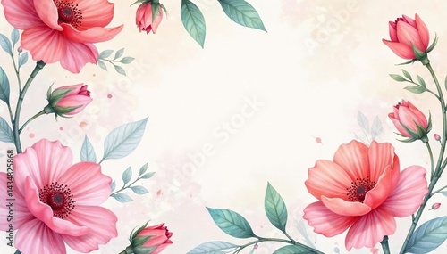 Wallpaper Mural Delicate watercolor floral pattern on pastel background, leaves, invitation Torontodigital.ca