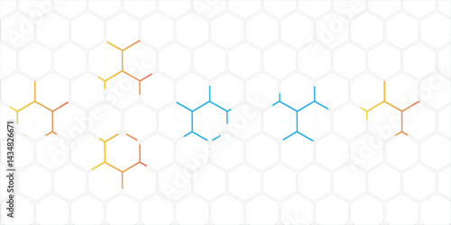 Abstract geometric design with a seamless hexagonal pattern evokes a metallic honeycomb structure