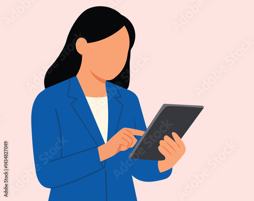 Professional business women working  flat vector illustration of career-focused women in office. Clean, modern vector for corporate and business visuals