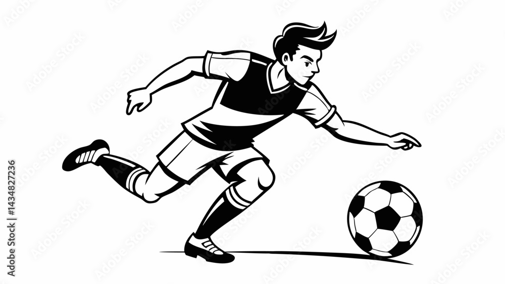Clip art Soccer player ready to shoot the ball. vector black line art illustration on white background. Clip art Soccer player ready to shoot the ball. vector black line art illustration on white background.