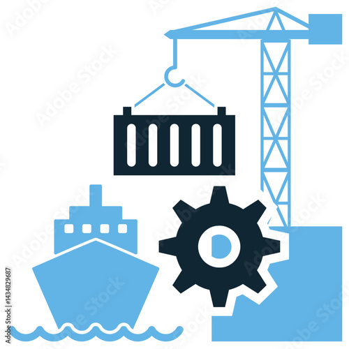 Port authority icon vector for harbor control, dock inspection, and cargo regulation. Ideal for seaport management, customs processing, and shipping security service illustration.