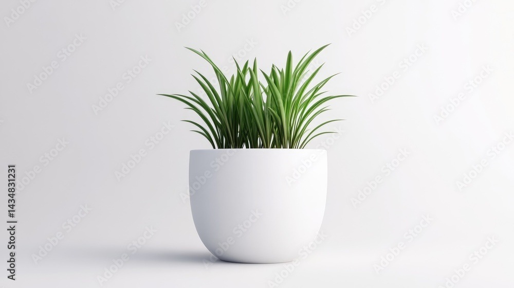 Fototapeta premium Simple potted plant on white background