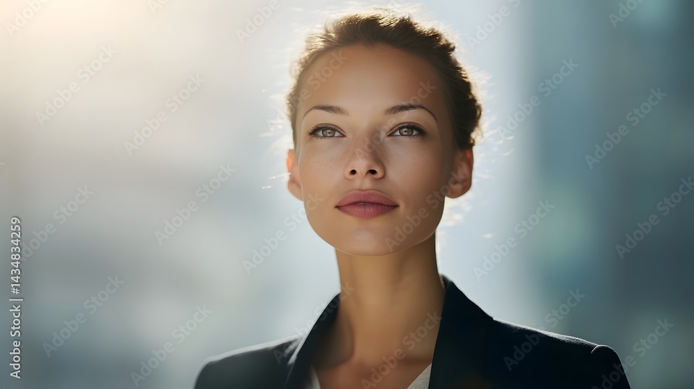 Confident female executive in a tailored blazer, poised and professional, embodying leadership and determination.