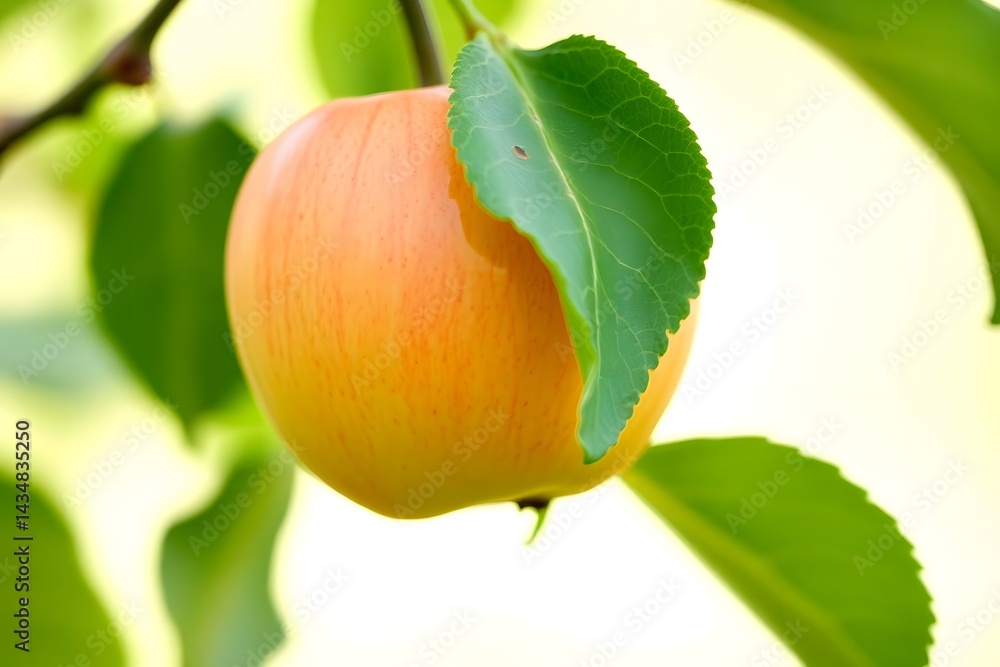 Ripe apple with leaf, food, nature, fruit