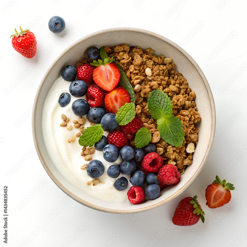 Healthy Yogurt Bowl with Fresh Berries and Crunchy Granola
Healthy Yogurt Bowl with Fresh Berries and Crunchy Granola