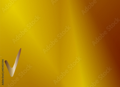 Gold checkmark with text "yes" with copy space, vibrant gold gradient background, approval concept words + concept