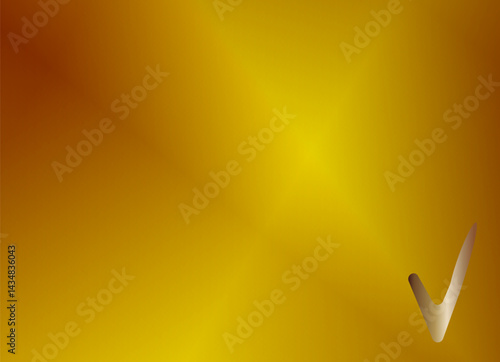 Metallic checkmark on golden gradient background with copy space