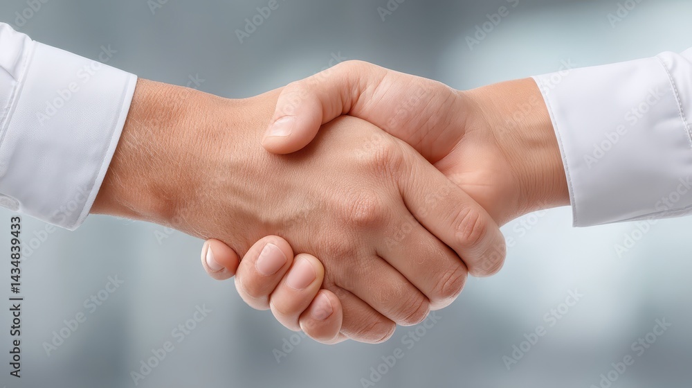Strengthening bonds, a handshake symbolizing partnership and mutual agreement in professional setting Strengthening bonds, a handshake symbolizing partnership and mutual agreement in professional setting