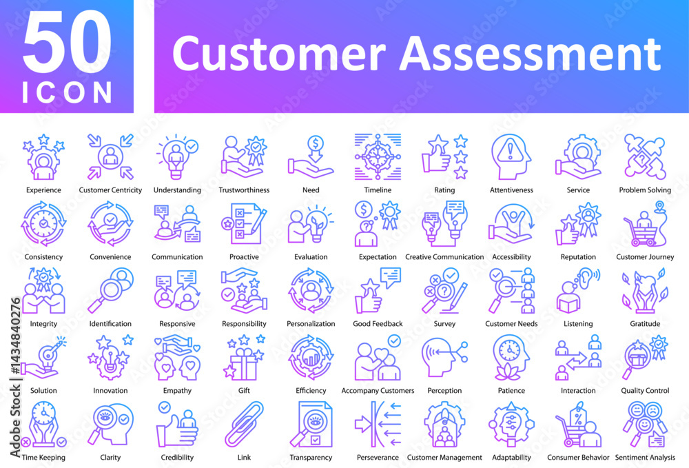 Fototapeta premium Customer Assessment Icon Collection and Symple Concept Outline Gradient