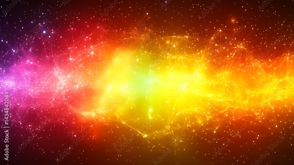 Naklejka premium Abstract Cosmic Nebula Network Of Stars And Light