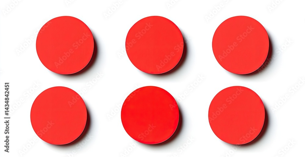 Six red circles on white background Six red circles on white background