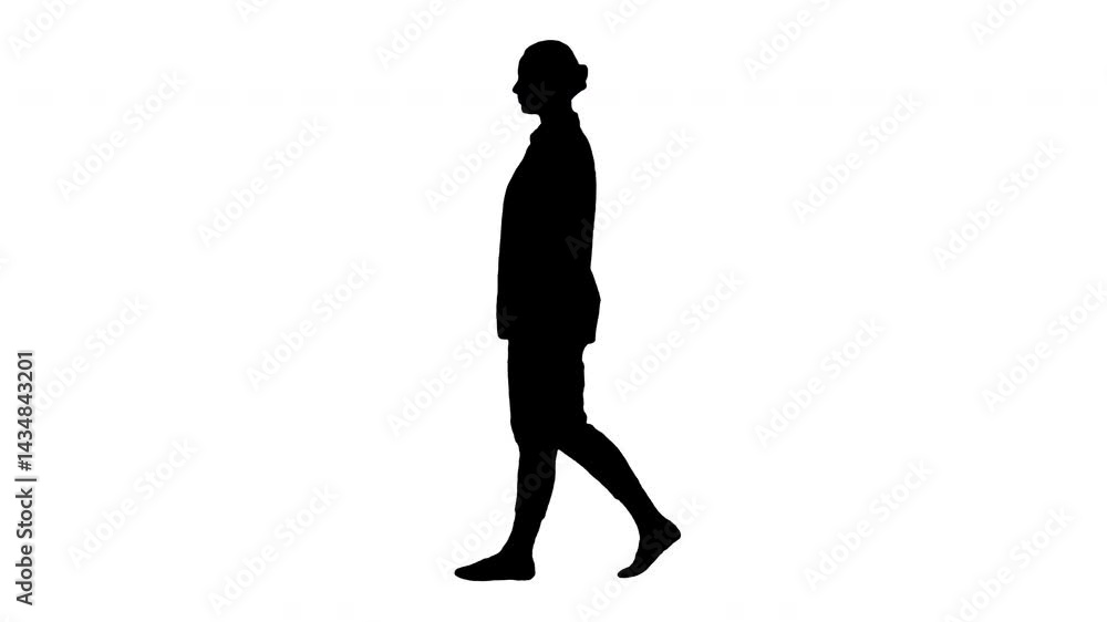 Silhouette of business woman walking on white background. Black and white for compositing and presentation. Alpha matte isolated. Silhouette of business woman walking on white background. Black and white for compositing and presentation. Alpha matte isolated.