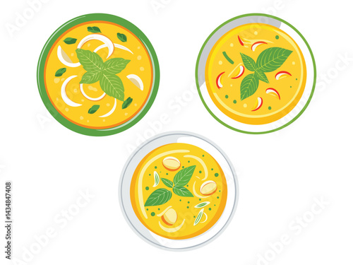 vector illustration of a thai food Gaeng Kari (Yellow Curry)