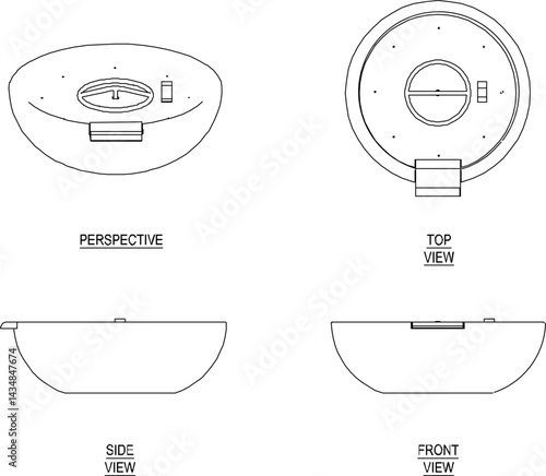 vector sketch illustration of fire pit design for heating room in winter round shape