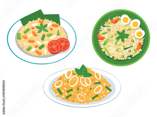 vector illustration of a thai food Khao Pad (Thai Fried Rice)