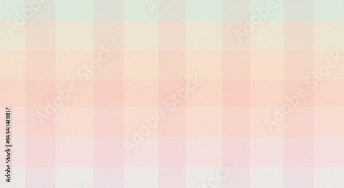 Soft pastel geometric background in pink, peach, and pale green.
