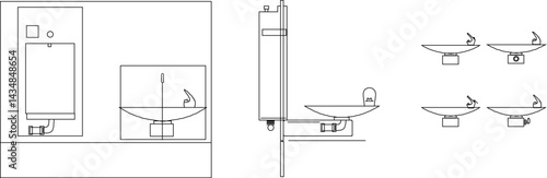 vector sketch illustration silhouette design detail Drinking Fountains for drinking in public places such as squares and parks