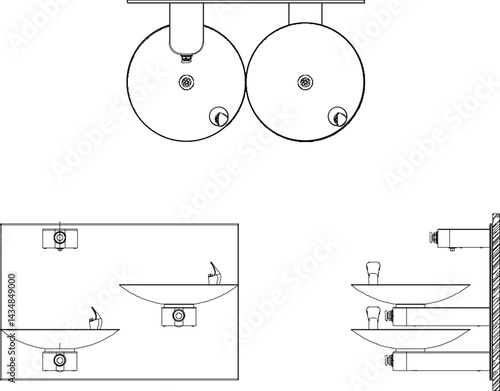 vector sketch illustration silhouette design Drinking Fountains for drinking in public places such as fields and parks 