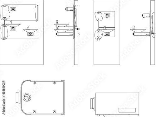 vector sketch illustration silhouette design Drinking Fountains for drinking in public places such as fields and parks 