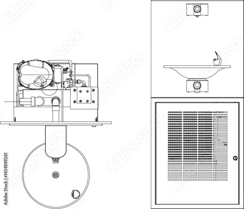 vector sketch illustration silhouette design Drinking Fountains for drinking in public places such as fields and parks
