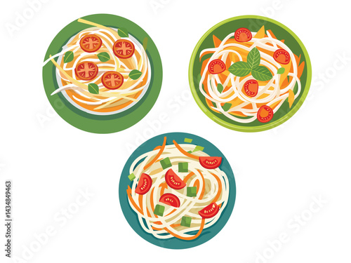 vector illustration of a thai food Som Tam Thai (Spicy Papaya Salad)