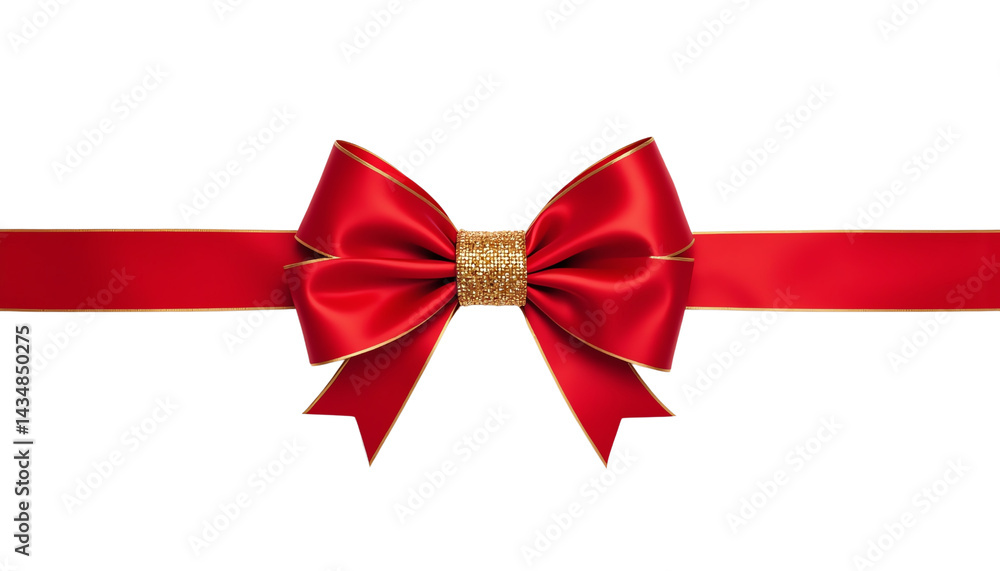Fototapeta premium Elegant red ribbon with bow for gifting.