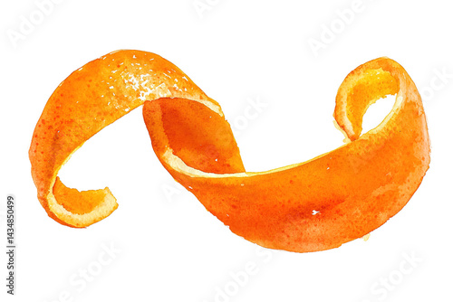 Citrus peel curl with bright orange tones a splash of zest against a black backdrop