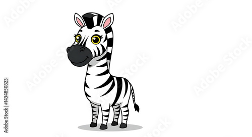2D Cartoon Stylish Zebra Character with White Background