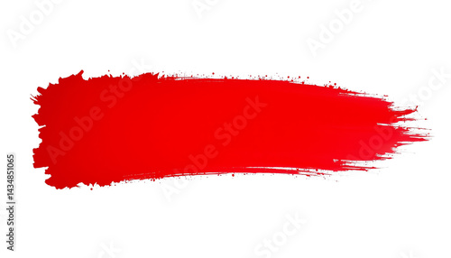 Vibrant red paint stroke on a white background.