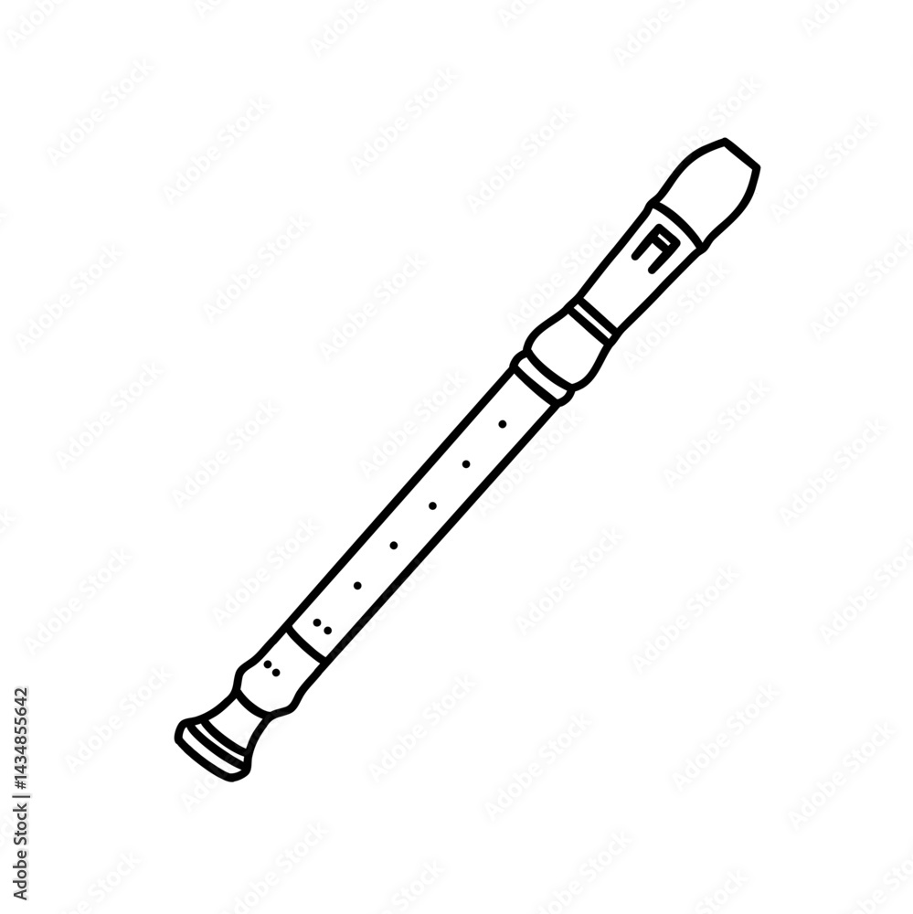 Flute Music Instrument Illustration Line Art for Band Performance, Concert Design, and Musical Education Flute Music Instrument Illustration Line Art for Band Performance, Concert Design, and Musical Education