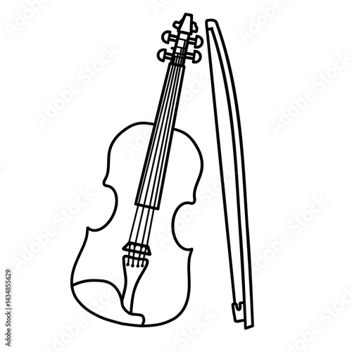 Violin Classic Music Instrument Illustration Line Art for Band Performance, Concert Design, and Musical Education