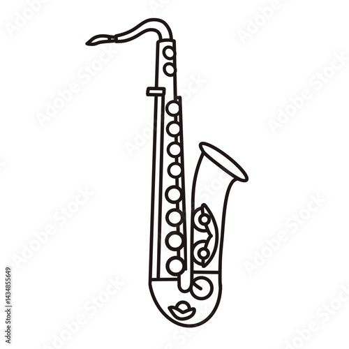 Sexophone Music Instrument Illustration Line Art for Band Performance, Concert Design, and Musical Education