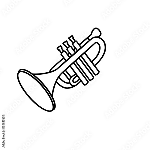 Jazz Trumpet Music Instrument Illustration Line Art for Band Performance, Concert Design, and Musical Education